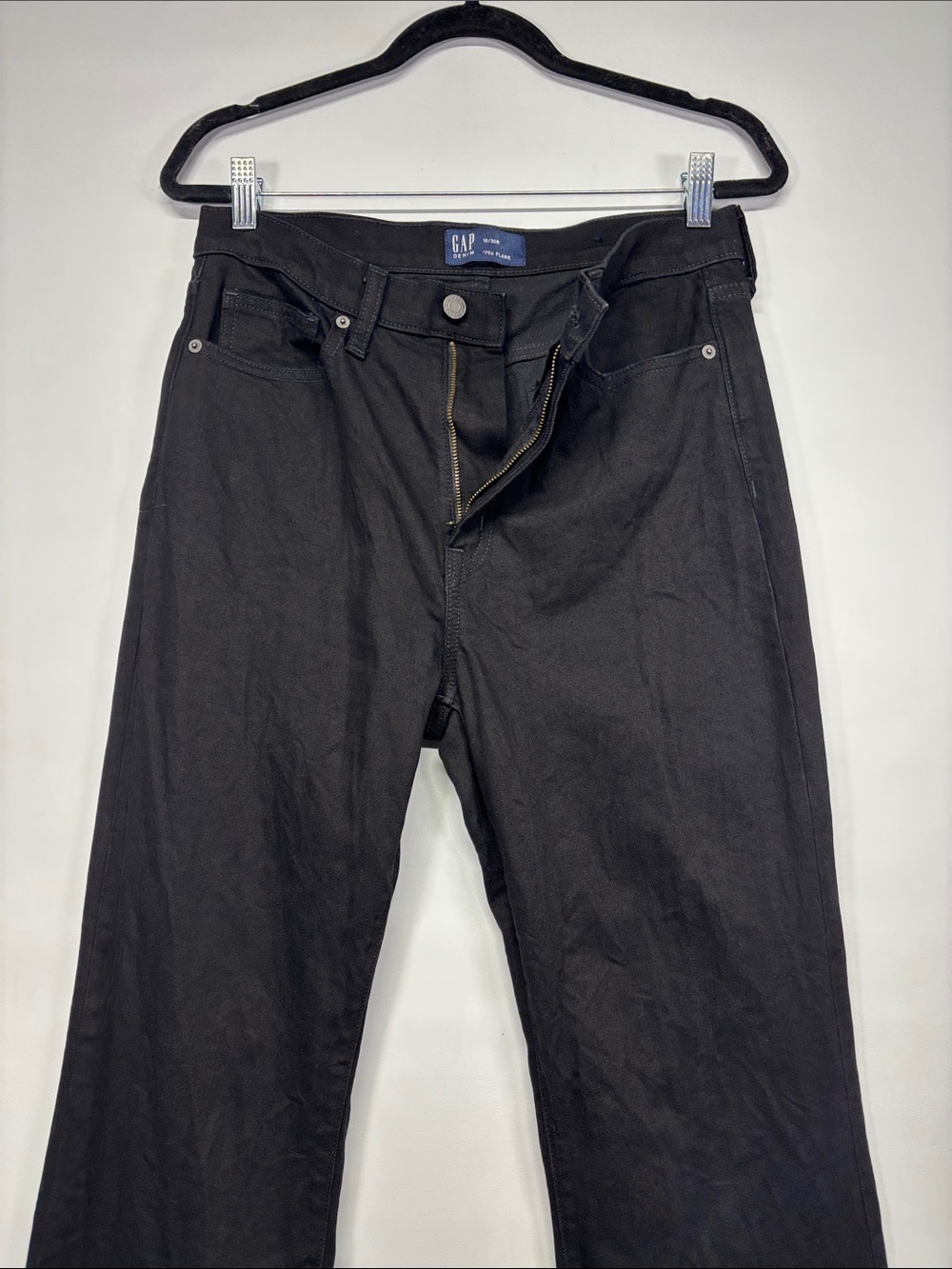 ✨GAP Denim 70s Flare Jeans Black Retro Wide Leg Women’s Jeans Black Size 10/30R - Picture 7 of 15